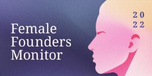 Titelbild des Female Founders Monitor mit Schriftzug und stilisiertem Frauenprofil.
