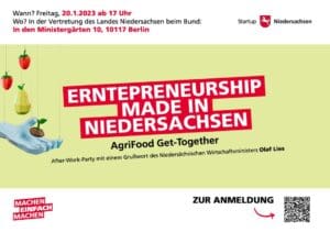 Einladungsflyer der Veranstaltung Erntepreneurship in Berlin.