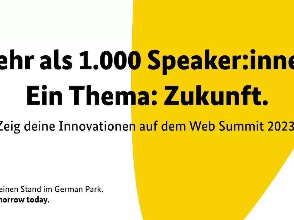 Grafik: Mehr als 1.000 Speaker*innen Ein Thema: Zukunft. Web Summit 2023