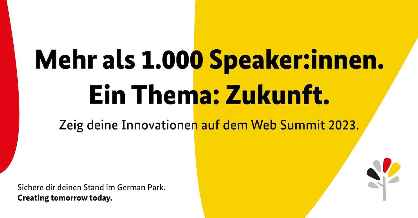 Grafik: Mehr als 1.000 Speaker*innen Ein Thema: Zukunft. Web Summit 2023